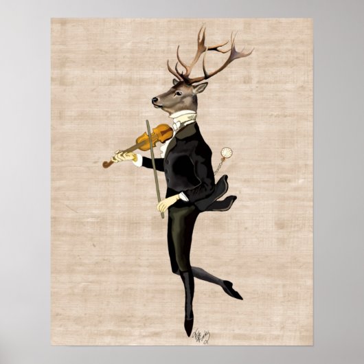 Dansend Deer met Violin Poster (Voorkant)