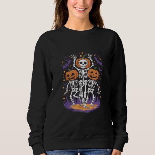 Dansend geraamte Halloween pompoen Trui (Voorkant)