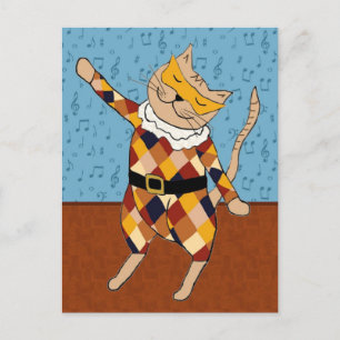 Dansend Harlequin Kat Briefkaart