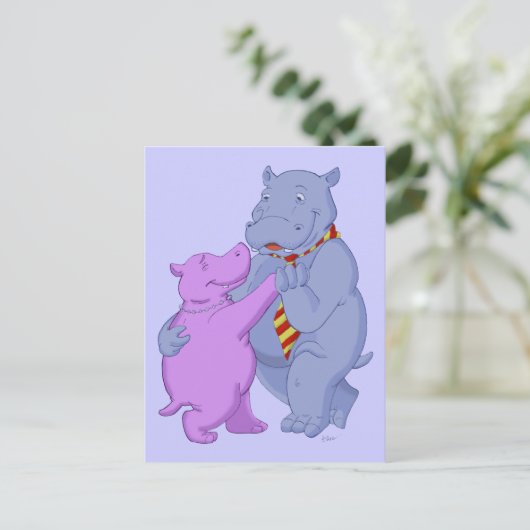 Dansend Hippo Tango Briefkaart (Staand voorkant)