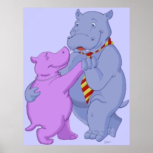 Dansend Hippo Tango Poster afdrukken (Voorkant)