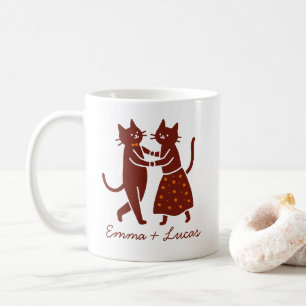 Dansend kattenkoppel, Cute Wedding aangepaste naam Koffiemok