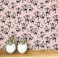 Dansend kattenpatroon Blush Roze