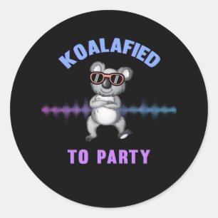 Dansend Koala Beer met zonnebrillen Partij Koala Ronde Sticker