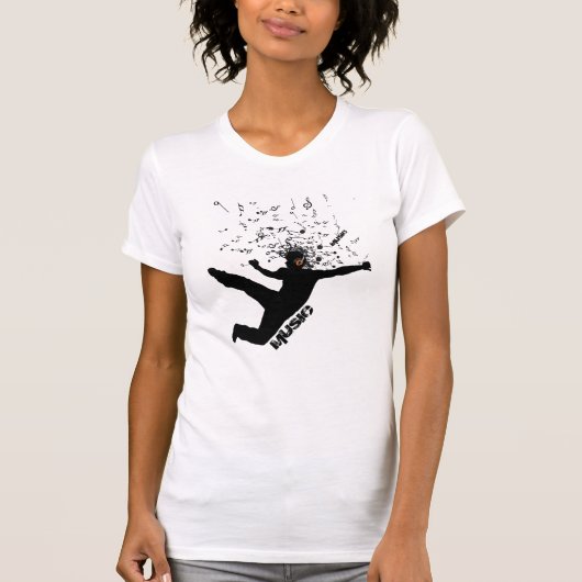 Dansend Man, Black Silhouette Music Concept Design T-shirt (Voorkant)
