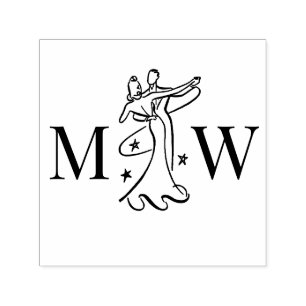 Dansend Paar #1 Bruiloft 2 Initiaal Monogram Zelfinktende Stempel