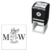 Dansend paar #1 Trouw 2 Initiaal monogram Zelfinktende Stempel (In situ)