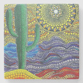 Dansend Saguaro - woestijnlandschap Stenen Onderzetter (Voorkant)