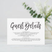 Dansend schrift Zwart | Wit | Gegevens gast Kaart (Staand voorkant)