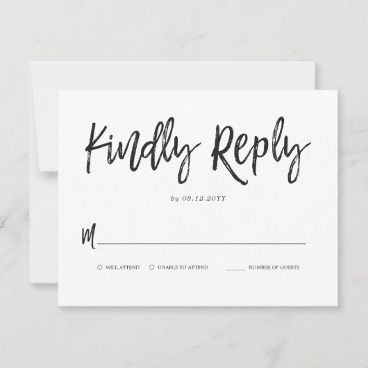 Dansend Script Bruiloft Minimal Reply Kaart (Voorkant)