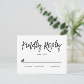 Dansend Script Bruiloft Minimal Reply Kaart (Staand voorkant)