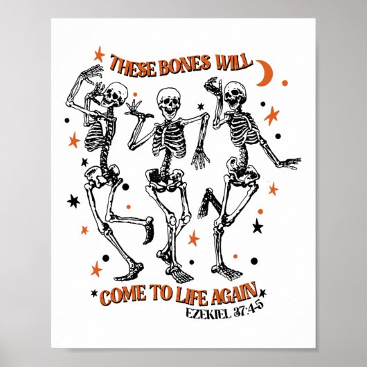Dansend Skelet Droge Botten komen tot leven Bijbel Poster (Voorkant)
