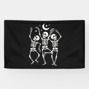 Dansend Skelet Gelukkig Halloween Herfst Schedel Spandoek