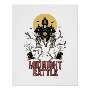 Dansend Skelet Halloween Geheime Manor Vintage G Perfect Poster