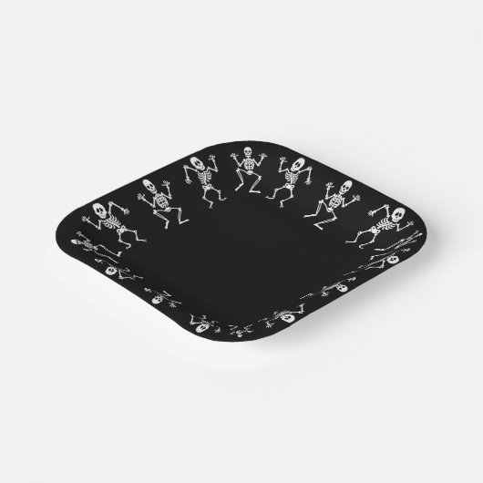 Dansend Skelet Halloween Papier Borden Papieren Bordje (Gebogen)