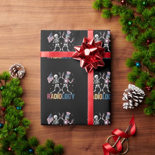 Dansend Skelet Radiologie X-ray Tech Patriottisch Cadeaupapier (Feestdagen Geschenken)