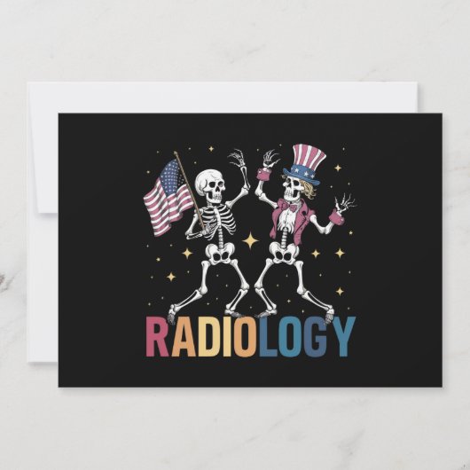 Dansend Skelet Radiologie X-ray Tech Patriottisch Kaart (Voorkant)