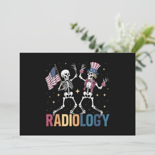 Dansend Skelet Radiologie X-ray Tech Patriottisch Kaart (Staand voorkant)