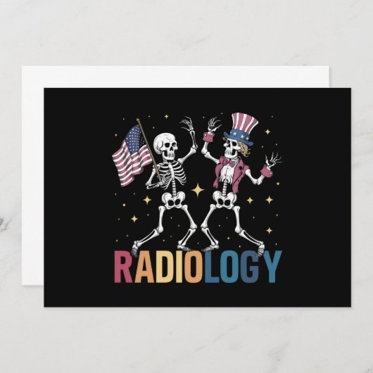 Dansend Skelet Radiologie X-ray Tech Patriottisch Kaart (Voorkant / Achterkant)