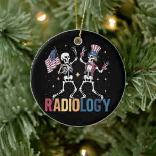 Dansend Skelet Radiologie X-ray Tech Patriottisch Keramisch Ornament