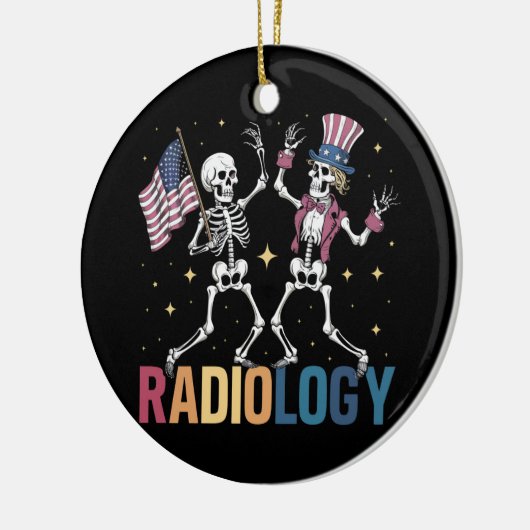 Dansend Skelet Radiologie X-ray Tech Patriottisch Keramisch Ornament (Links)