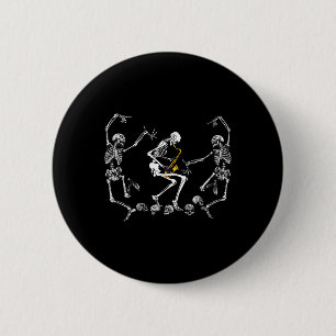 Dansend Skelet Saxofoon spelend Halloween Ronde Button 5,7 Cm
