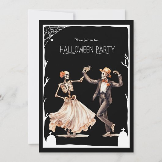 Dansend Skelet Volwassen Halloween Party Kaart (Voorkant)