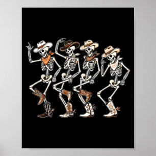 Dansend Skelet Westers Land Rodeo Halloween Poster