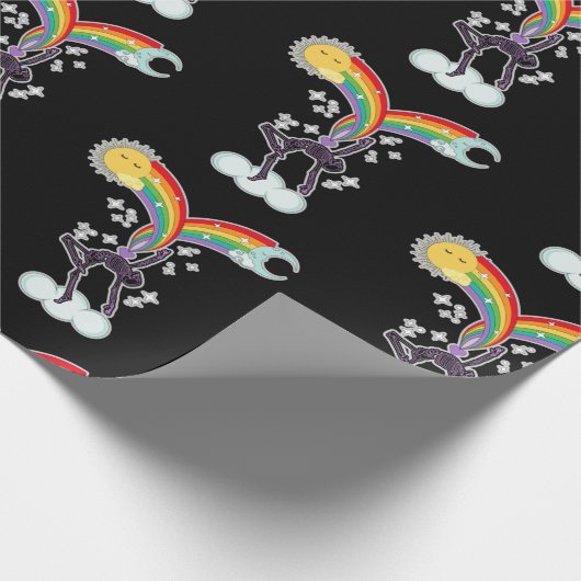 Dansend Skelet Wrapping Papier "Rainbow Dancer" (Hoek)