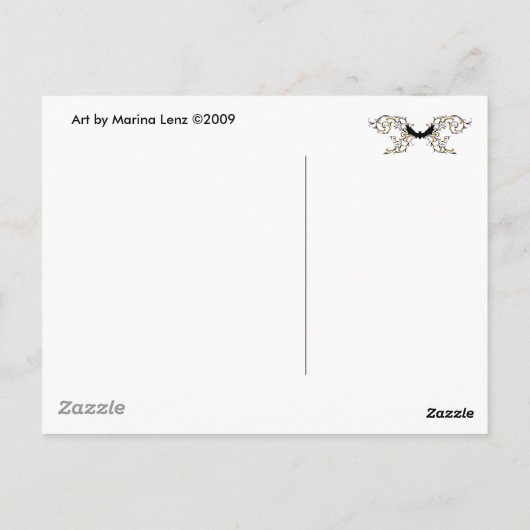 Dansend Skeleton Briefkaart (Achterkant)