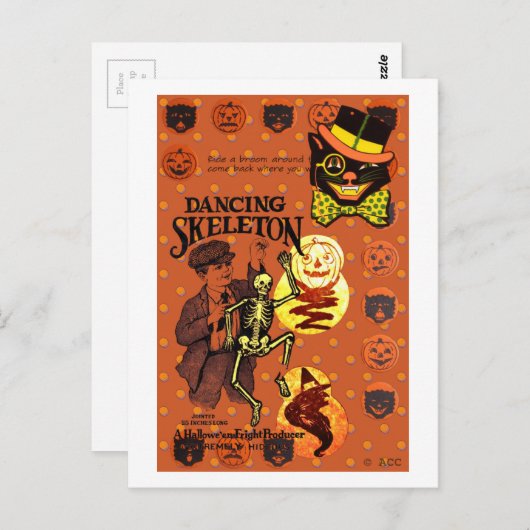 Dansend Skeleton Briefkaart (Voorkant / Achterkant)