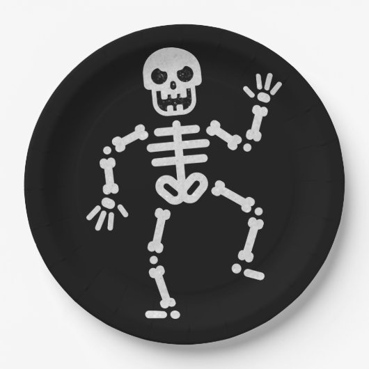 Dansend Skeleton Glitter Halloween Papieren Bordje (Voorkant)