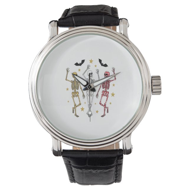 Dansend Skeleton Halloween Horloge (Voorkant)