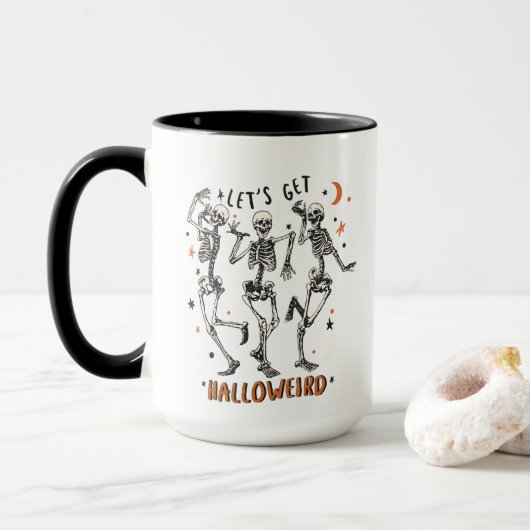 Dansend Skeleton Halloween Mok (Met donut)