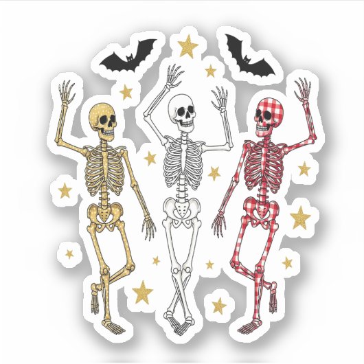 Dansend Skeleton Halloween Sticker (Voorkant)