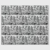 Dansend Skeletons Black Death Gothic Cadeaupapier (Vlak)
