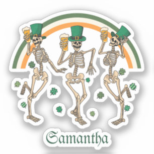 Dansend Skeletons St Patrick Sticker