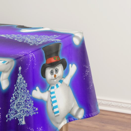 Dansend Snowmen Blue Kerstmis Tafelkleed (Voorbeeld)