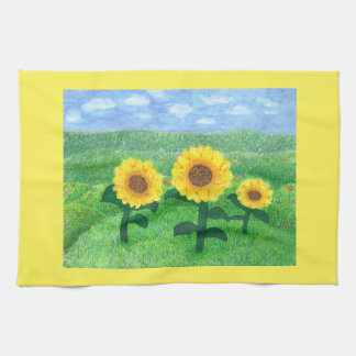 Dansend Sunbloemen Kitchen Towel Yellow Theedoek
