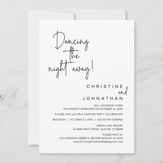 Dansend the Night Away, Wedding Elopement Party Kaart (Voorkant)