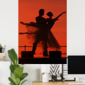 Dansend voor altijd in de zonsondergang met jou poster (Thuiskantoor)