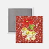 Dansende Baby Angels met Sneeuwvlokken op Rood Magneet (Voorkant / Achterkant)