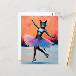 Dansende Balerina Kitty op Ijs Briefkaart