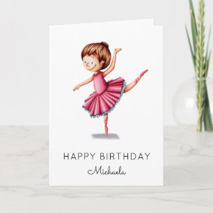Dansende Ballerina Roze Tutu Meisje Verjaardag Kaart