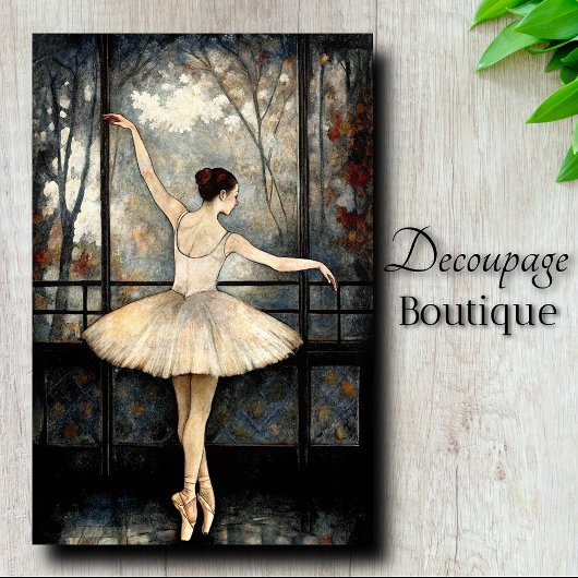Dansende Ballerina Venster Licht  Decoupage Tissuepapier