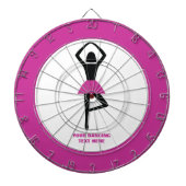 Dansende ballerina zwart, warm roze aangepast dartbord (Voorkant)