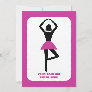 Dansende ballerina zwart, warm roze aangepast kaart