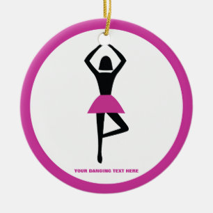 Dansende ballerina zwart, warm roze aangepast keramisch ornament