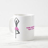 Dansende ballerina zwart, warm roze aangepast koffiemok (Voorkant links)
