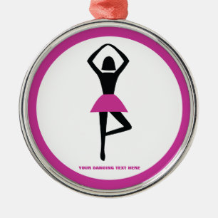 Dansende ballerina zwart, warm roze aangepast metalen ornament